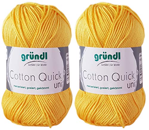 2x50 Gramm Gründl Cotton Quick 100% Baumwolle, Häkelgarn mercerisiert, gasiert, gekämmt inkl. Anleitung für ein Meerschwein (138 Mais) von Gründl Wolle/ HdK-Versand