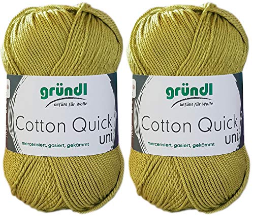 2x50 Gramm Gründl Cotton Quick 100% Baumwolle, Häkelgarn mercerisiert, gasiert, gekämmt inkl. Anleitung für ein Meerschwein (140 Apfel) von Gründl Wolle/ HdK-Versand