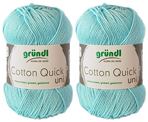 2x50 Gramm Gründl Cotton Quick 100% Baumwolle, Häkelgarn mercerisiert, gasiert, gekämmt inkl. Anleitung für ein Meerschwein (141 Pastell Türkis) von Gründl Wolle/ HdK-Versand