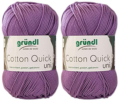 2x50 Gramm Gründl Cotton Quick 100% Baumwolle, Häkelgarn mercerisiert, gasiert, gekämmt inkl. Anleitung für ein Meerschwein (142 Lavendel) von Gründl Wolle/ HdK-Versand