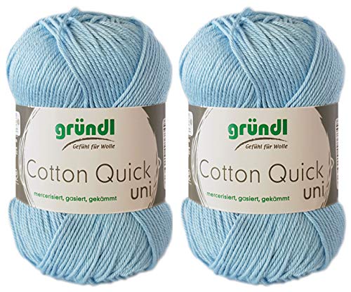 2x50 Gramm Gründl Cotton Quick 100% Baumwolle, Häkelgarn mercerisiert, gasiert, gekämmt inkl. Anleitung für ein Meerschwein (148 Pastellblau) von Gründl Wolle/ HdK-Versand