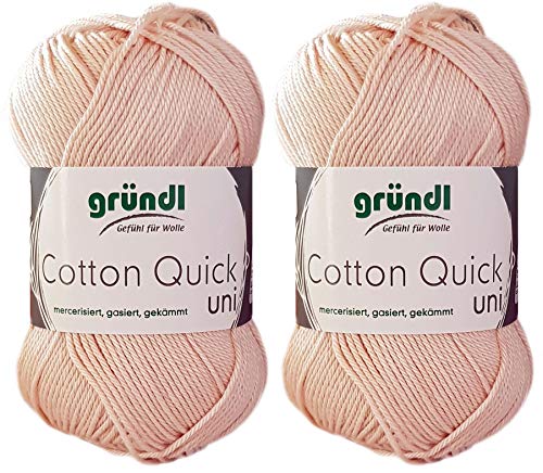 2x50 Gramm Gründl Cotton Quick 100% Baumwolle, Häkelgarn mercerisiert, gasiert, gekämmt inkl. Anleitung für ein Meerschwein (149 Hautfarbe) von Gründl Wolle/ HdK-Versand