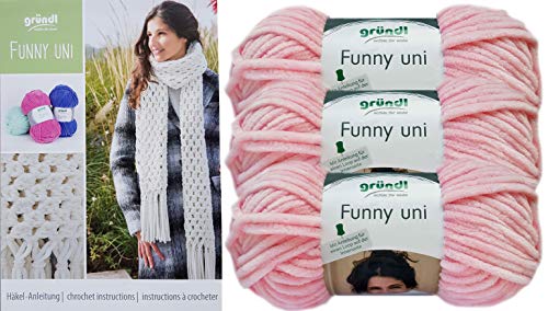 3x100 Gramm Gründl Funny Uni/Funny Color Softgarn SB Pack Babygarn inkl. Anleitung für ein Orka (Wal) (06 Rosa, Uni Farben) von Gründl Wolle/ HdK-Versand