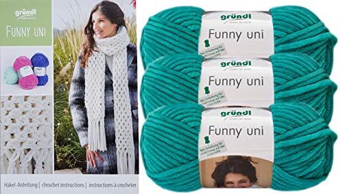 3x100 Gramm Gründl Funny Uni/Funny Color Softgarn SB Pack Babygarn inkl. Anleitung für ein Orka (Wal) (15 Smaragd, Uni Farben) von Gründl Wolle/ HdK-Versand