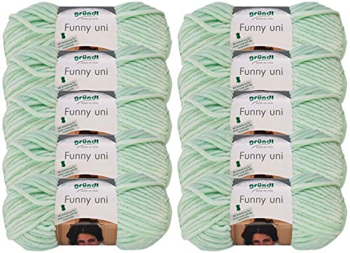 Gründl Wolle/HdK-Versand 10x100 Gramm (1 KG) Funny Uni Wollpaket Softgarn SB Pack Babygarn inkl. Anleitung für EIN Funny Bunny (04 Mint) von HDK-VERSAND