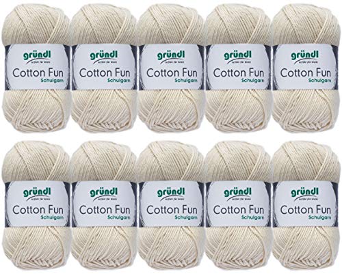 10x50g Gründl Cotton Fun Häkelgarn Strickgarn inkl. detallierter Anleitung für EIN Meerschweinchen (Fb. 02 Creme) von HDK-VERSAND