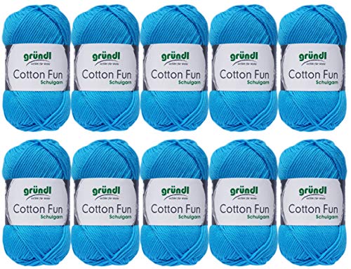 10x50g Gründl Cotton Fun Häkelgarn Strickgarn inkl. detallierter Anleitung für EIN Meerschweinchen (Fb. 09 Hellblau) von HDK-VERSAND