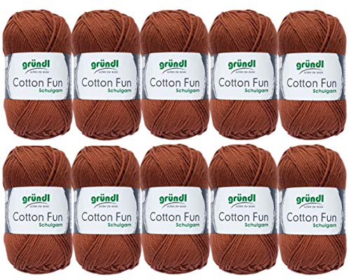 10x50g Gründl Cotton Fun Häkelgarn Strickgarn inkl. detallierter Anleitung für EIN Meerschweinchen (Fb. 14 Braun) von HDK-VERSAND