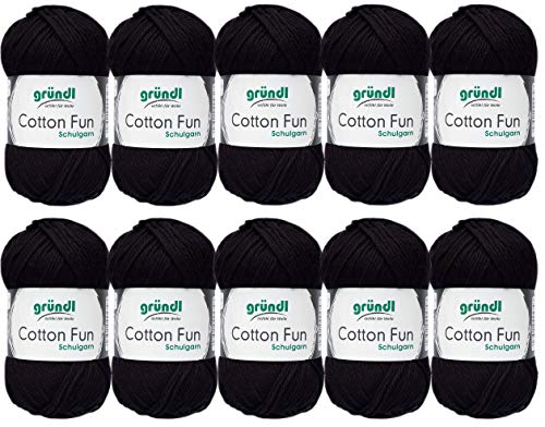 10x50g Gründl Cotton Fun Häkelgarn Strickgarn inkl. detallierter Anleitung für EIN Meerschweinchen (Fb. 16 Schwarz) von HDK-VERSAND