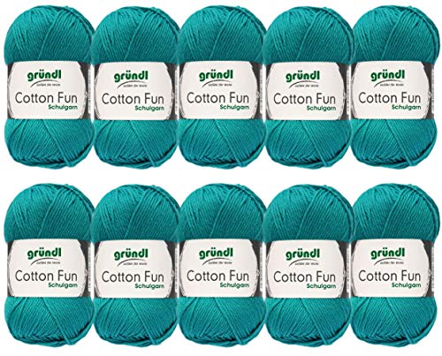 10x50g Gründl Cotton Fun Häkelgarn Strickgarn inkl. detallierter Anleitung für EIN Meerschweinchen (Fb. 24 Türkis) von HDK-VERSAND