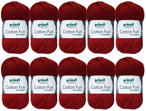 10x50g Gründl Cotton Fun Häkelgarn Strickgarn inkl. detallierter Anleitung für EIN Meerschweinchen (Fb. 32 Dunkelrot) von HDK-VERSAND