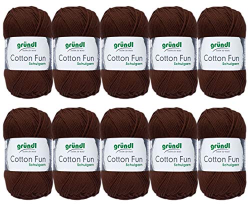 10x50g Gründl Cotton Fun Häkelgarn Strickgarn inkl. detallierter Anleitung für EIN Meerschweinchen (Fb. 33 Dunkelbraun) von HDK-VERSAND