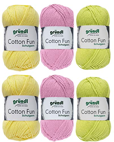 6x50g Gründl Cotton Fun Häkelgarn Strickgarn inkl. detallierter Anleitung für EIN Meerschweinchen (Pastell Mix 607) von HDK-VERSAND