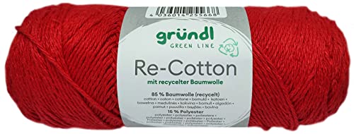 100 Gramm Gründl Re-Cotton mit recycelter Baumwolle (04 Rot) von Gründl