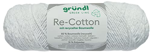 100 Gramm Gründl Re-Cotton mit recycelter Baumwolle (10 Weiss) von Gründl