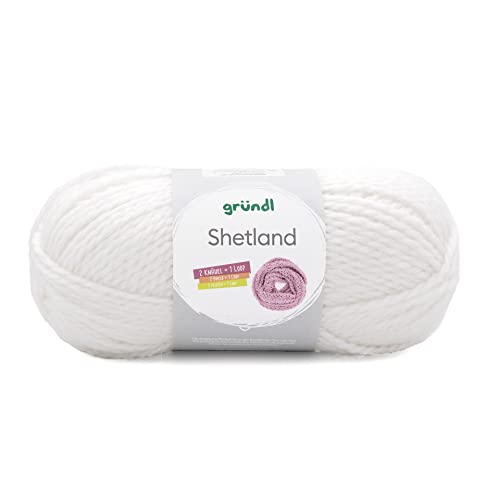 Gründl Shetland Wolle (modisches und weiches Strickgarn aus 80% Polyacryl und 20% Wolle, 100 g / 170 m, Nadelstärke: 7-8, 1 x 100 g), Weiß Gründl Shetland Wolle (modisches und weiches Strickgarn aus 80% Polyacryl und 20% Wolle, 100 g / 170 m, Nadelstärke: 7-8, 1 x 100 g), Weiß von Gründl