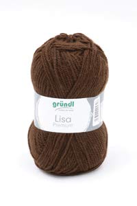 Gründl 5er Packung Wolle LISA Premium uni, 50gr, 100% Polyacryl,Bastelgarn,Strickgarn,Handarbeitswolle (23 schokolade) von Gründl