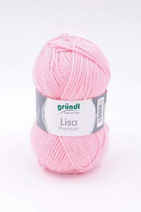 Gründl 5er Packung Wolle LISA Premium uni, 50gr, 100% Polyacryl,Bastelgarn,Strickgarn,Handarbeitswolle (05 rosa) von Gründl