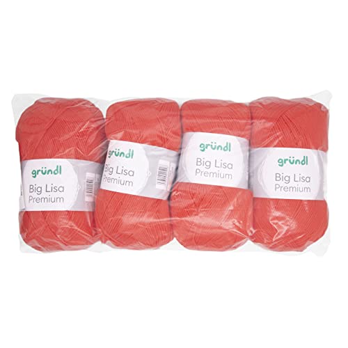 Gründl Big Lisa Premium Strick- & Häkelgarn (pflegeleichtes Garn aus 100% Polyacryl, 250 g/ 665 m, Nadelstärke: 3,5-4,5, 4 Knäuel á 250 g), Orange Gründl Big Lisa Premium Strick- & Häkelgarn (pflegeleichtes Garn aus 100% Polyacryl, 250 g/ 665 m, Nadelstärke: 3,5-4,5, 4 Knäuel á 250 g), Orange von Gründl