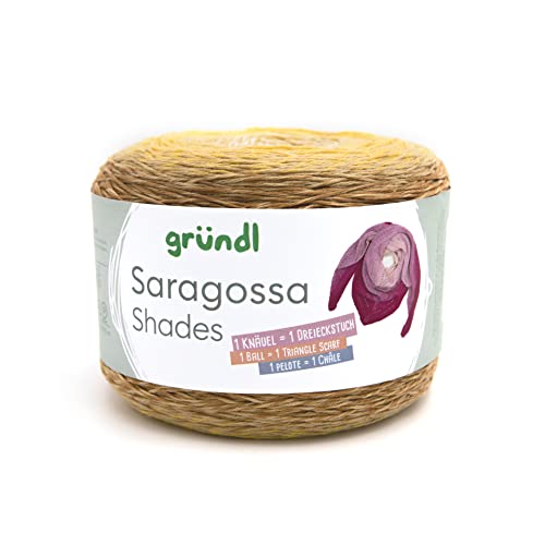 Bobbel Farbverlaufsgarn 1000m Gründl Saragossa Shades 1 Knäuel = 1 Dreieckstuch mit Anleitung (deutsch) in der Bandarole (12) Maisgelb-Ombré von Gründl