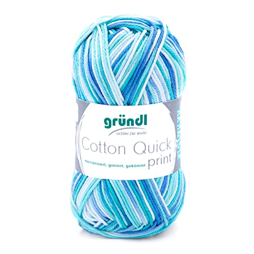 Gründl Cotton Quick print Garn, Baumwolle, Aqua Multicolor, Ca. 125 m von Gründl