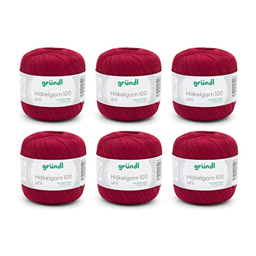 Gründl 100 Häkelgarn, Baumwolle, rotbraun, 6 x 100 g von Gründl