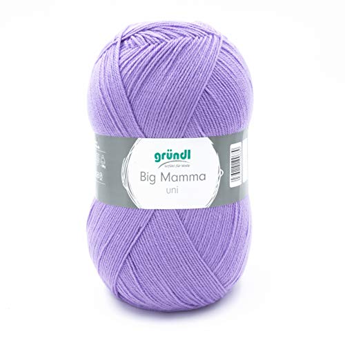 Gründl Big Mamma uni (Strick- & Häkelgarn mit wollähnlichem Charakter aus 100 % Polyacryl, 400 g / 1040 m, Nadelstärke: 3,5 - 4,5, 1 x 400 g), Violett, 29 x 16 x 12 cm von Gründl