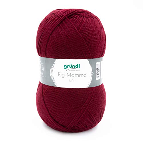 Gründl Big Mamma uni (Strick- & Häkelgarn mit wollähnlichem Charakter aus 100 % Polyacryl, 400 g / 1040 m, Nadelstärke: 3,5 - 4,5, 1 x 400 g), kirsche, 29 x 16 x 12 cm von Gründl