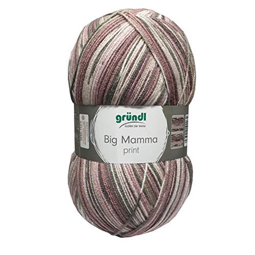 Gründl 2612-34 Big Mamma print Wolle, Acryl, Altrosa-mauve-pflaume-olive-leinen, 30 x 17 x 14 cm, 400 g von Gründl