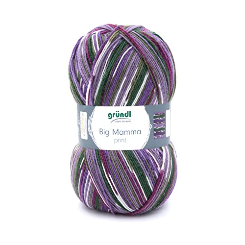 Gründl 2612-38 Big Mamma print Wolle, Acryl, Violett-tannengrün-weiß-moosgrün-lavendel, 30 x 17 x 14 cm, 400 g von Gründl