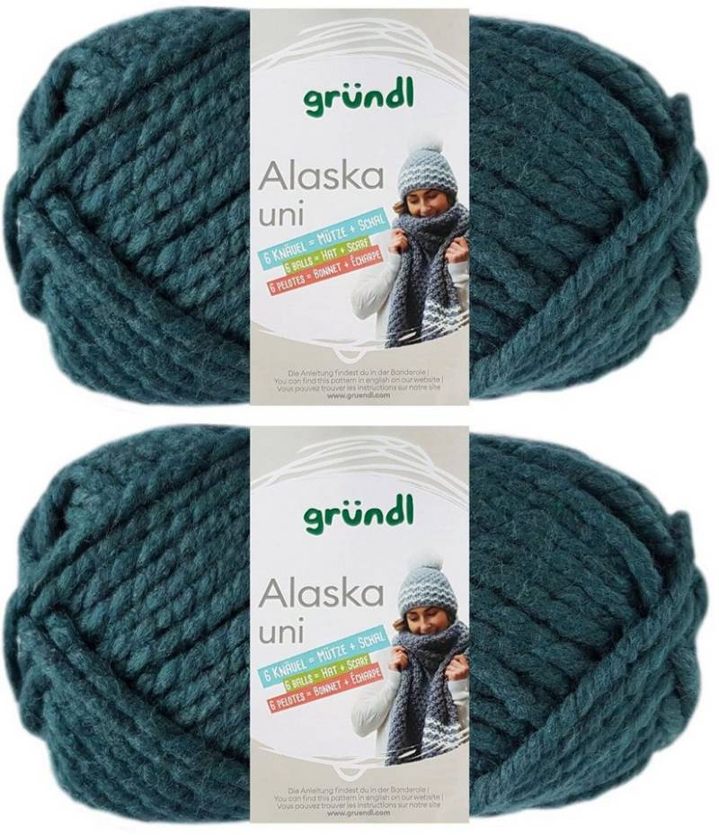 Gründl 2x100 Gramm Gründl Wolle Alaska Wolle Uni 20 Petrol Häkelwolle von Gründl