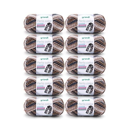 Gründl 3354-26 Perla Color Wolle, 100% Polyester, schierfergrau-karamell-weiß multicolor, 39 x 20 x 8 cm, 1000 Gramm Gründl 3354-26 Perla Color Wolle, 100% Polyester, schierfergrau-karamell-weiß multicolor, 39 x 20 x 8 cm, 1000 Gramm von Gründl