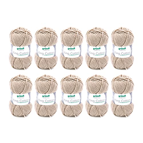 Gründl King Cotton (weiches und voluminöses Strick- und Häkelgarn aus 55 % Polyacryl & 45 % Baumwolle, 50 g / 78 m, Nadelstärke: 6 - 7, 10 x 50 g), Sand Gründl King Cotton (weiches und voluminöses Strick- und Häkelgarn aus 55 % Polyacryl & 45 % Baumwolle, 50 g / 78 m, Nadelstärke: 6 - 7, 10 x 50 g), Sand von Gründl