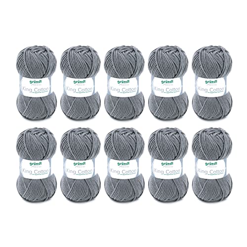 Gründl King Cotton (weiches und voluminöses Strick- und Häkelgarn aus 55 % Polyacryl & 45 % Baumwolle, 50 g / 78 m, Nadelstärke: 6 - 7, 10 x 50 g), Anthrazit Gründl King Cotton (weiches und voluminöses Strick- und Häkelgarn aus 55 % Polyacryl & 45 % Baumwolle, 50 g / 78 m, Nadelstärke: 6 - 7, 10 x 50 g), Anthrazit von Gründl