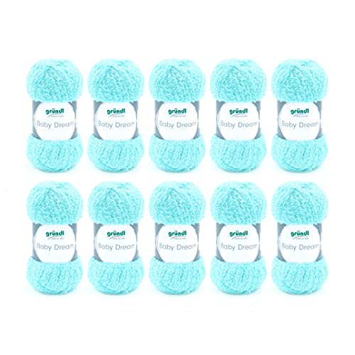 Gründl Wolle Baby Dream - weiche Wolle zum Häkeln und Stricken - Babywolle - Babygarn - Weich und hautfreundlich - 100% Polyester - 10 Knäuel 50 g / 136 m - Nadelstärke 5-6 - mint von Gründl