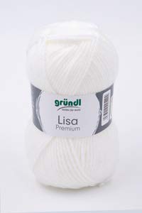 Gründl 5er Packung Wolle LISA Premium uni, 50gr, 100% Polyacryl,Bastelgarn,Strickgarn,Handarbeitswolle (01 weiß) von Gründl