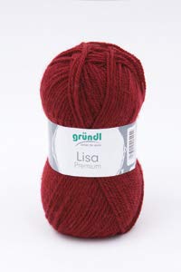 Gründl 5er Packung Wolle LISA Premium uni, 50gr, 100% Polyacryl,Bastelgarn,Strickgarn,Handarbeitswolle (13 bordeaux) von Gründl