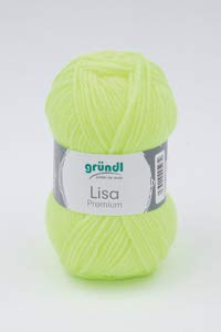 Gründl 5er Packung Wolle LISA Premium uni, 50gr, 100% Polyacryl,Bastelgarn,Strickgarn,Handarbeitswolle (27 neongelb) von Gründl