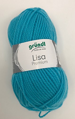 Gründl 5er Packung Wolle LISA Premium uni, 50gr, 100% Polyacryl,Bastelgarn,Strickgarn,Handarbeitswolle (41 türkis) von Gründl
