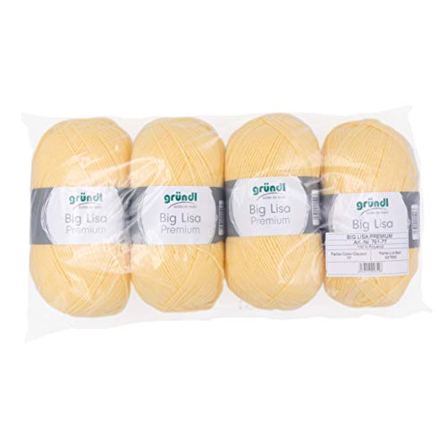 Gründl Big Lisa Premium Strick- & Häkelgarn (pflegeleichtes Garn aus 100% Polyacryl, 250 g/ 665 m, Nadelstärke: 3,5-4,5, 4 Knäuel á 250 g), Pastellgelb Gründl Big Lisa Premium Strick- & Häkelgarn (pflegeleichtes Garn aus 100% Polyacryl, 250 g/ 665 m, Nadelstärke: 3,5-4,5, 4 Knäuel á 250 g), Pastellgelb von Gründl