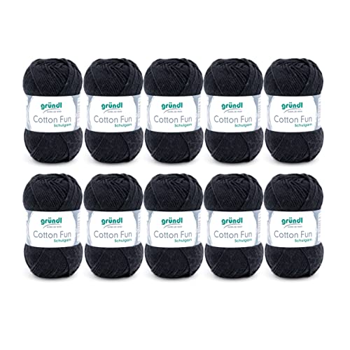 Gründl Wolle Cotton Fun Strickgarn Häkelgarn 100% Baumwolle, schwarz, 10 x 50 g, 500 Gründl Wolle Cotton Fun Strickgarn Häkelgarn 100% Baumwolle, schwarz, 10 x 50 g, 500 von Gründl