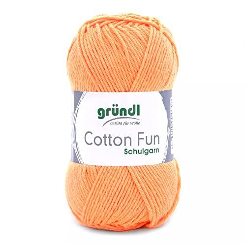 Gründl Cotton Fun Strickgarn/ Häkelgarn (weiches Garn aus 100% Baumwolle , OEKO-TEX zertifiziert, 50 g/115 m, Nadelstärke: 3-4, 1 Knäuel á 50 g), Apricot von Gründl