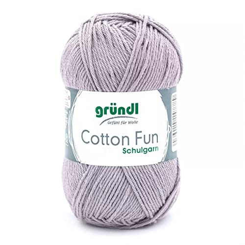 Gründl Cotton Fun Strickgarn/ Häkelgarn (weiches Garn aus 100% Baumwolle , OEKO-TEX zertifiziert, 50 g/115 m, Nadelstärke: 3-4, 1 Knäuel á 50 g), Hellgrau von Gründl