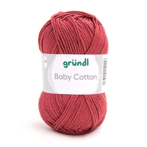 Gründl Baby Cotton, Babywolle, Baumwollgemisch,50 g/140m LL/NS 3-4,Wolle,Strick- und Häkelgarn, (09 bordeaux) von Gründl