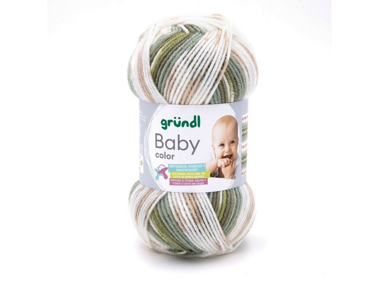 Gründl Gründl Wolle Baby color 50 g olive natur jade grau Häkelwolle von Gründl