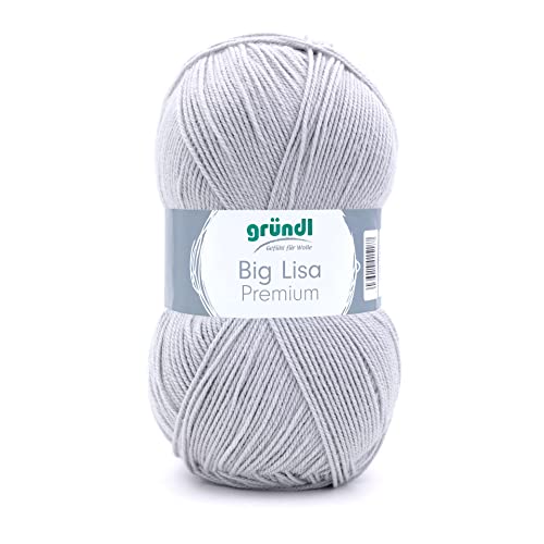 Gründl Big Lisa Premium (Strick- & Häkelgarn mit wollartigem Charakter aus 100% Polyacryl, 250 g / 665 m, Nadelstärke: 3,5-4,5, 1 x 250 g), hellgrau von Gründl