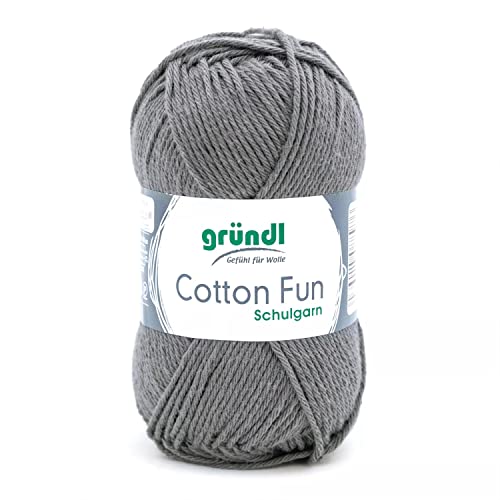 Gründl Cotton Fun Strickgarn/ Häkelgarn (weiches Garn aus 100% Baumwolle , OEKO-TEX zertifiziert, 50 g/115 m, Nadelstärke: 3-4, 1 Knäuel á 50 g), Anthrazit von Gründl