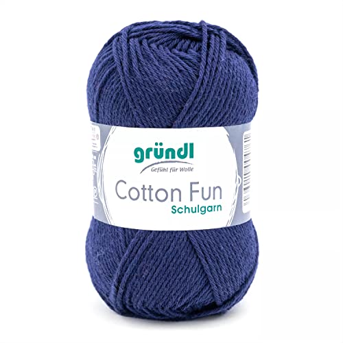 Gründl Cotton Fun Strickgarn/ Häkelgarn (weiches Garn aus 100% Baumwolle , OEKO-TEX zertifiziert, 50 g/115 m, Nadelstärke: 3-4, 1 Knäuel á 50 g), Marine von Gründl