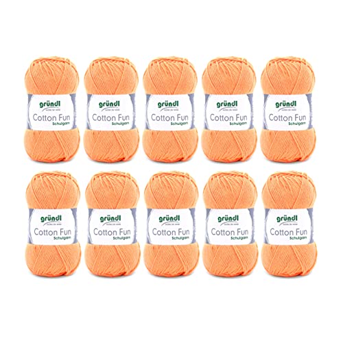 Gründl Wolle Cotton Fun Strickgarn Häkelgarn 100% Baumwolle, apricot, 10 x 50 g, 500 von Gründl
