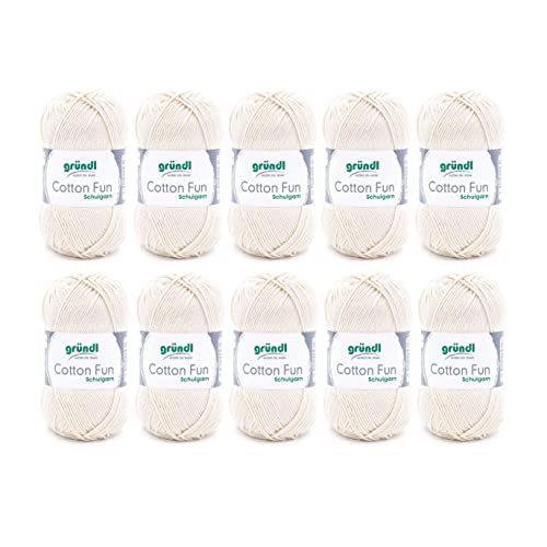 Gründl Wolle Cotton Fun - Wolle zum Häkeln - Strickgarn - Häkelgarn - Pflegeleicht und hautfreundlich - 100 % Baumwolle - 10 Knäuel 50 g / 115 m - Nadelstärke 3 - 4 - Creme Gründl Wolle Cotton Fun - Wolle zum Häkeln - Strickgarn - Häkelgarn - Pflegeleicht und hautfreundlich - 100 % Baumwolle - 10 Knäuel 50 g / 115 m - Nadelstärke 3 - 4 - Creme von Gründl